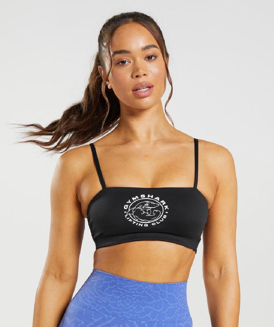 Staniki Sportowe Damskie Gymshark Legacy Bra Czarne | PL 2901YXF